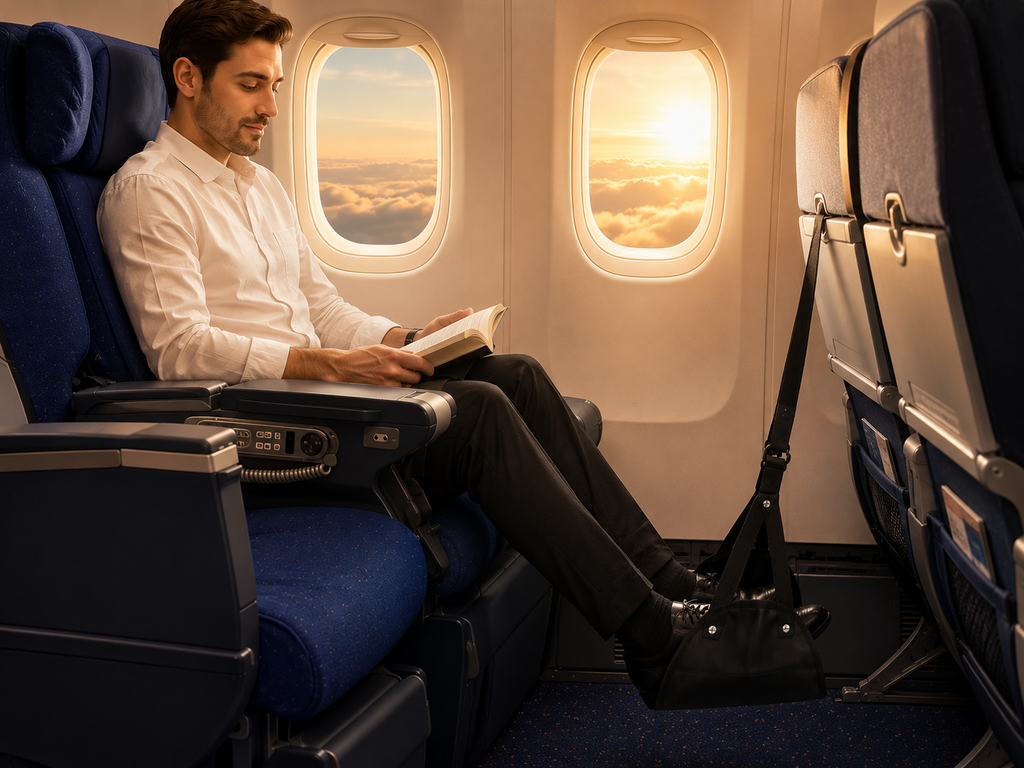 TravelRest Pro — Adjustable Airplane Foot Hammock