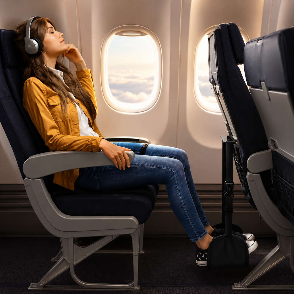 TravelRest Pro — Adjustable Airplane Foot Hammock